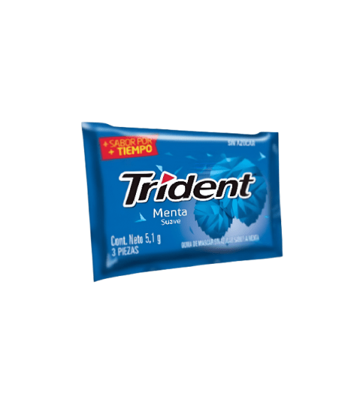 CHICLE TRIDENT MENTA SUAVE 3 UND * 5.1 GR