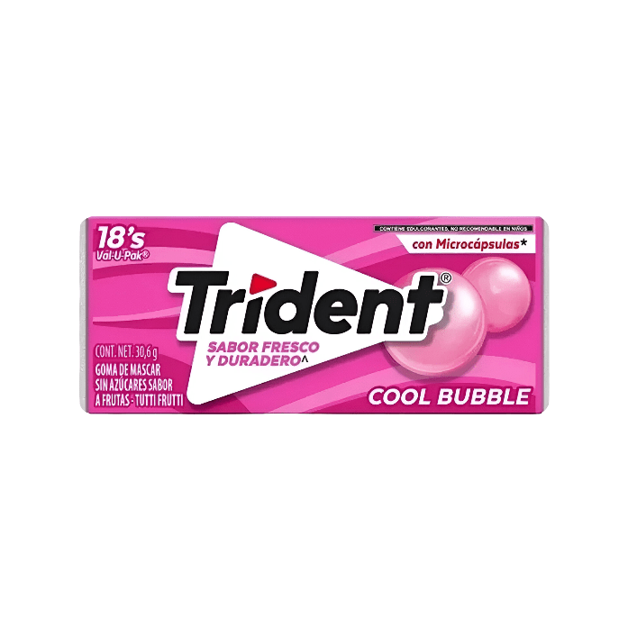 CHICLE TRIDENT VALUPACK COOL BUBBLE * 18 UND